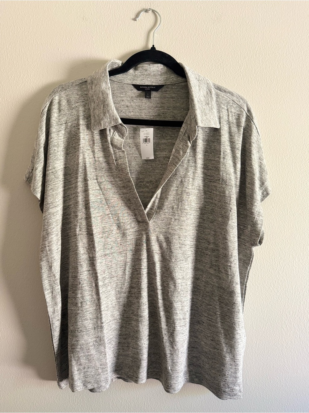 Banana Republic Polo-Style Short Sleeve Shirt size large 100% linen nwt